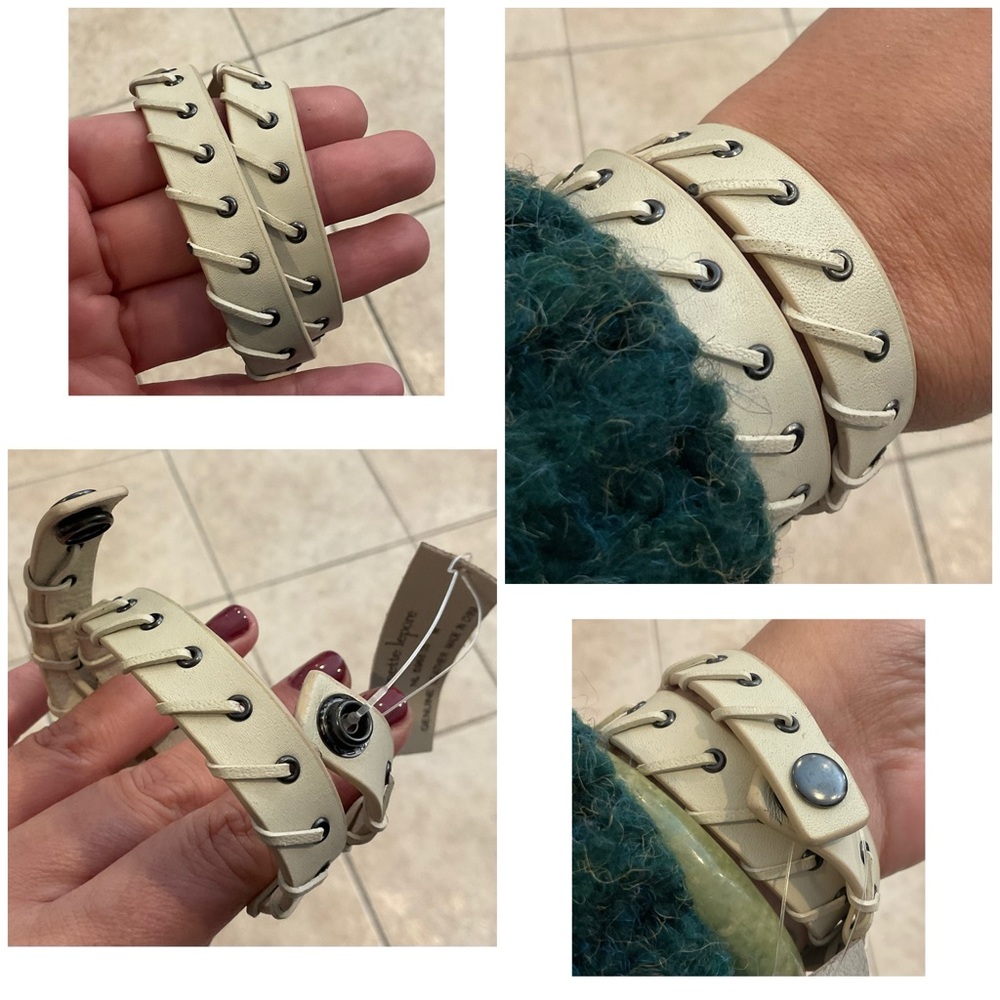 Genuine Leather Whipstitch Wrap Bracelet